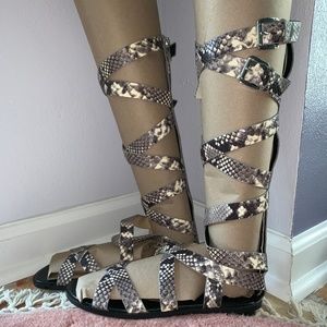 Michael Kors Darby Snake Print Gladiator Sandals